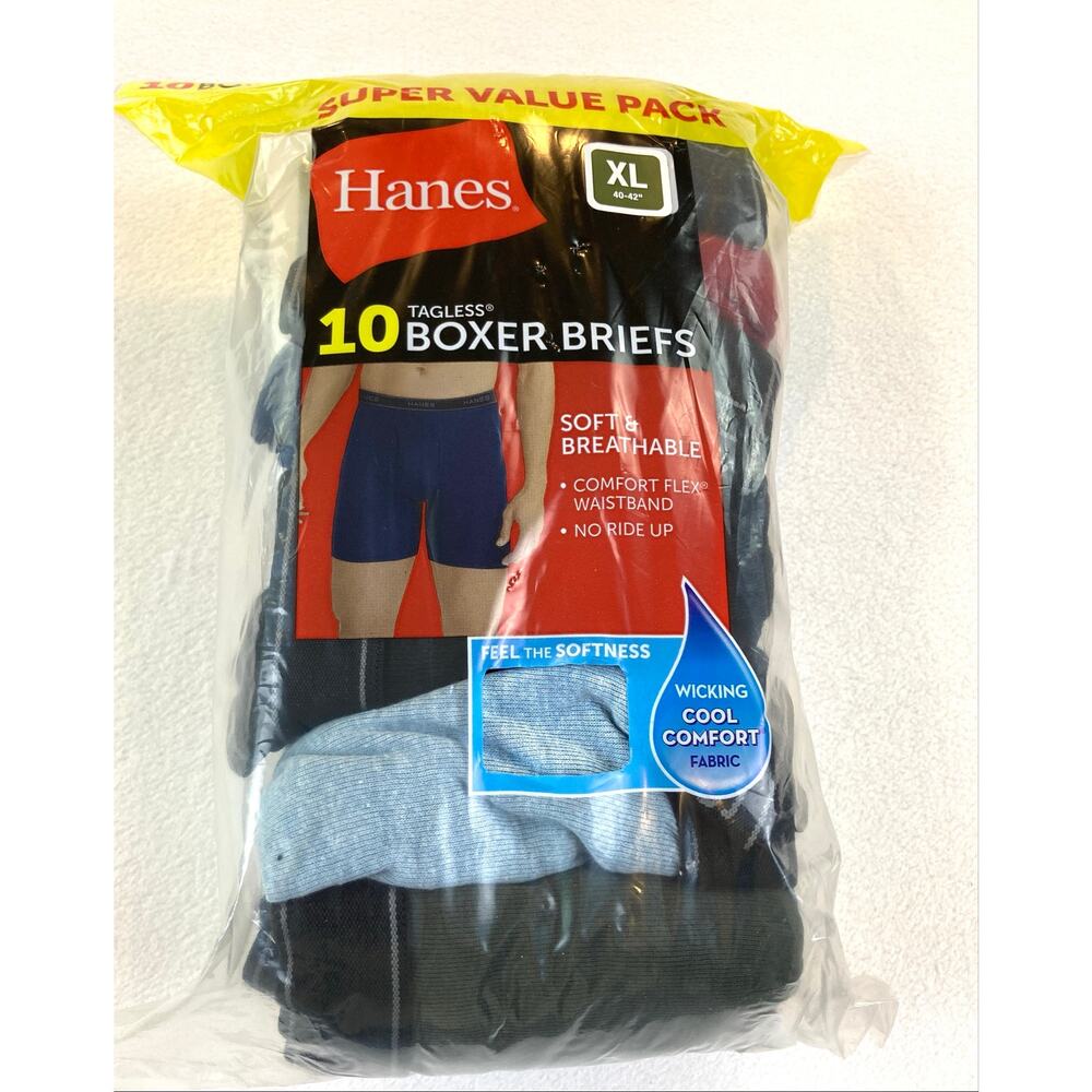 Hanes Boxer Briefs 10/PK Asstd Comfort Flex Sz XL 40-42 NWT